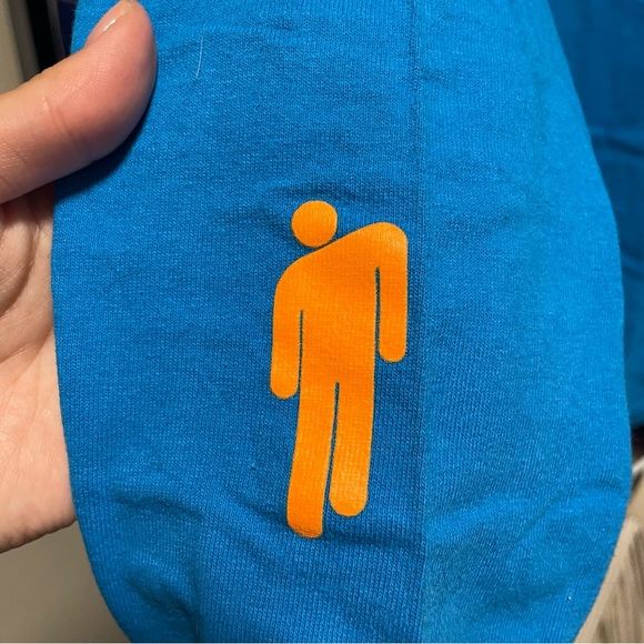 BILLIE EILISH BLOHSH OFFICIAL MERCH don’t smile at me blue longsleeve SIZE SMALL - Picture 5 of 8